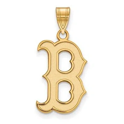 Pre-owned Diamond2deal 10k Gold Mlb Logoart Boston Red Sox Letter B Large Pendant L-25mm In Yellow