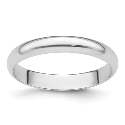 Diamond2deal Platinum 3mm Half Round Featherweight Wedding Band Ring In White