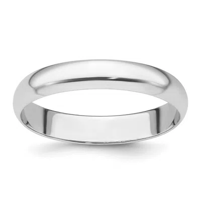 Diamond2deal Platinum 4mm Half Round Featherweight Wedding Band Ring In White