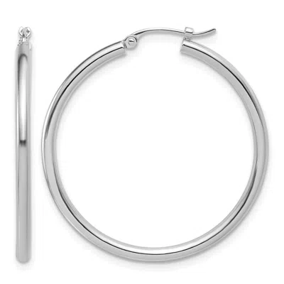 DIAMOND2DEAL PLATINUM POLISHED 2X31MM ROUND HOOP EARRINGS