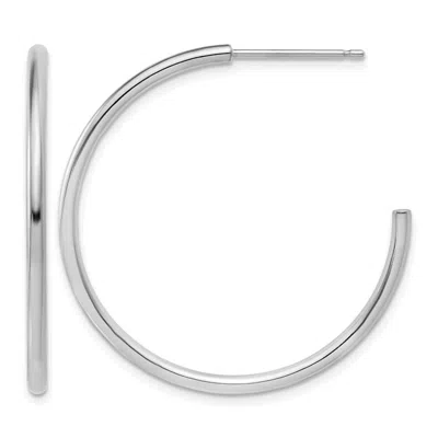 Diamond2deal Platinum Polished 2x37mm Post C-hoop Earrings In Metallic