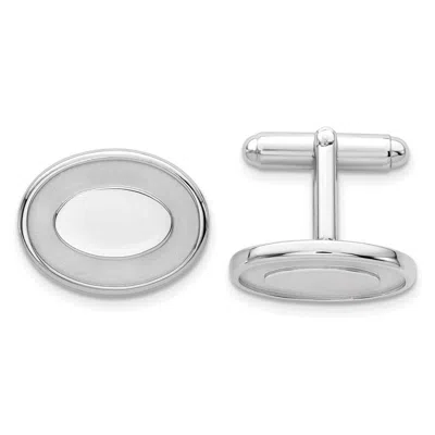 Diamond2deal Rhodium-plated Oval With Engravable Area Cuff Links In White