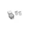 Diamond2deal Silver-plated Circular Design Engravable Cuff Link And Money Clip Set
