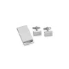 Diamond2deal Silver-plated Rectangular Engravable Cuff Link And Money Clip Set