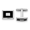 Diamond2deal Silver-tone Black Enameled Rectangular Cuff Links