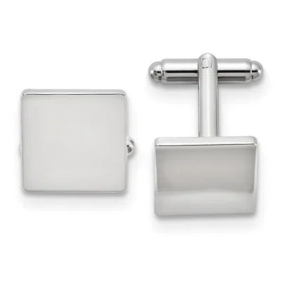 Diamond2deal Silver-tone Polished Square Engravable Cuff Links In White
