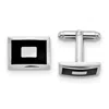 Diamond2deal Silver-tone Black Enameled Rectangular Cuff Links In Metallic