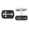 Diamond2deal Stainless Steel Brushed And Polished Black Ip-plated Cross Cufflinks
