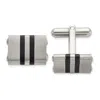 Diamond2deal Stainless Steel Brushed And Polished Black Ip-plated Striped Cuff Links