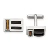Diamond2deal Stainless Steel Brushed And Polished Black Ip-plated With Tiger's Eye Cufflinks