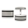 Diamond2deal Stainless Steel Brushed And Polished Black Rubber Rectangle Cufflinks