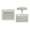 Diamond2deal Stainless Steel Brushed And Polished Cubic Zirconia Rectangle Cufflinks