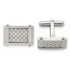 Diamond2deal Stainless Steel Brushed And Polished Grey Carbon Fiber Inlay Cufflinks