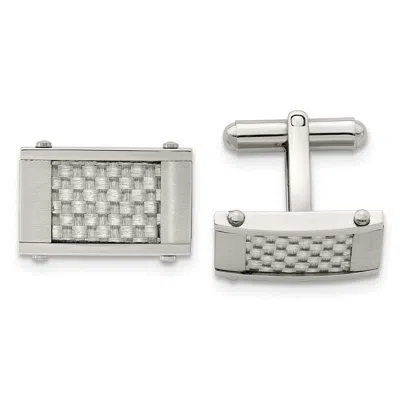 Diamond2deal Stainless Steel Brushed And Polished Grey Carbon Fiber Inlay Cufflinks