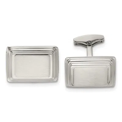 Diamond2deal Stainless Steel Brushed And Polished Rectangle Cufflinks