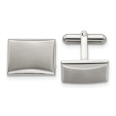 Diamond2deal Stainless Steel Brushed And Polished Rectangle Cufflinks