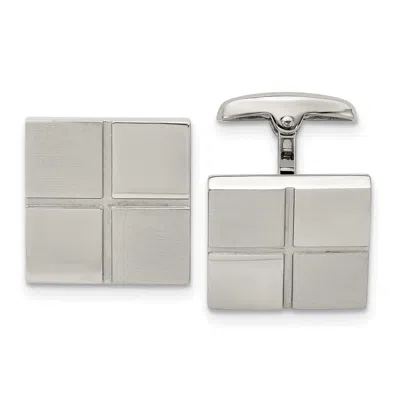 Diamond2deal Stainless Steel Brushed And Polished Square Cufflinks