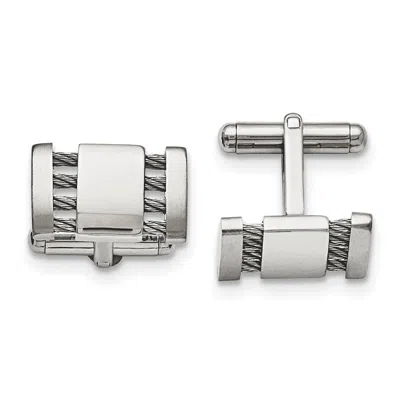 Diamond2deal Stainless Steel Brushed And Polished With Cable Cufflinks