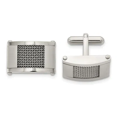 Diamond2deal Stainless Steel Brushed And Polished With Wire Inlay Cufflinks