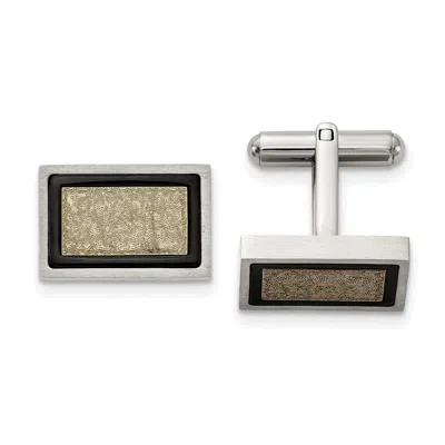 Diamond2deal Stainless Steel Brushed And Textured Black And Yellow Ip-plated Cufflinks