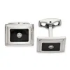 Diamond2deal Stainless Steel Brushed Black Enameled Center .06 Ct Diamond Cuff Links