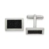 Diamond2deal Stainless Steel Brushed Genuine Stingray Inlay Rectangle Cufflinks