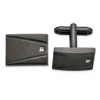 Diamond2deal Stainless Steel Brushed Gunmetal Ip-plated Cubic Zirconia Rectangle Cuff Links
