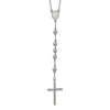 Diamond2deal Stainless Steel Polished 8mm Beaded Rosary Necklace 32.5"