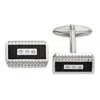 Diamond2deal Stainless Steel Polished And Textured Black Carbon Fiber Inlay Cubic Zirconia Cufflinks