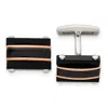 Diamond2deal Stainless Steel Polished Black And Rose Ip-plated Cufflinks