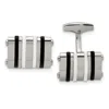 Diamond2deal Stainless Steel Polished Black And White Rubber Bands Rectangle Cufflinks