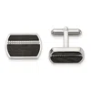 Diamond2deal Stainless Steel Polished Black Carbon Fiber Inlay Cufflinks