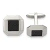 Diamond2deal Stainless Steel Polished Black Carbon Fiber Inlay Cufflinks