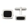 Diamond2deal Stainless Steel Polished Black Carbon Fiber Inlay Cufflinks