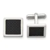 Diamond2deal Stainless Steel Polished Black Carbon Fiber Inlay Square Cufflinks