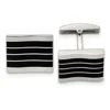 Diamond2deal Stainless Steel Polished Black Cat's Eye Rectangle Cufflinks