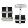 Diamond2deal Stainless Steel Polished Black Ip-plated Cubic Zirconia Square Cufflinks