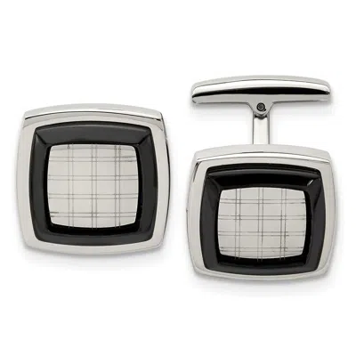 Diamond2deal Stainless Steel Polished Black Ip-plated Cufflinks