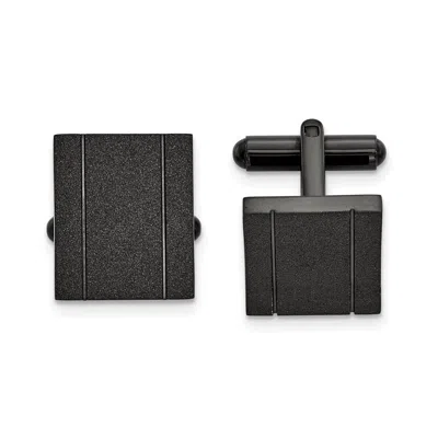 Diamond2deal Stainless Steel Polished Black Ip-plated Laser Cut Cufflinks