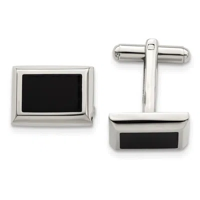 Diamond2deal Stainless Steel Polished Black Ip-plated Rectangle Cufflinks