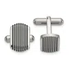 Diamond2deal Stainless Steel Polished Black Ip-plated Striped Cufflinks
