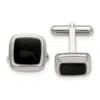 Diamond2deal Stainless Steel Polished Black Ip-plated Textured Edge Cufflinks