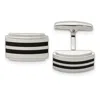 Diamond2deal Stainless Steel Polished Black Rubber Rectangle Cufflinks