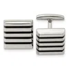 Diamond2deal Stainless Steel Polished Black Rubber Square Cufflinks