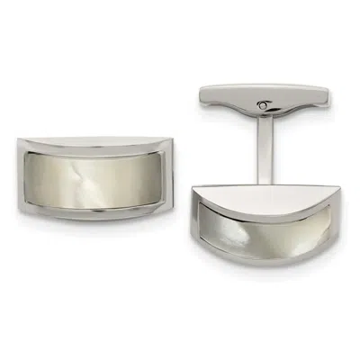 Diamond2deal Stainless Steel Polished Cat's Eye Cufflinks