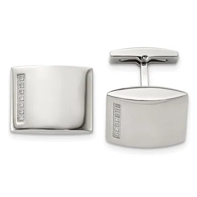 Diamond2deal Stainless Steel Polished Cubic Zirconia Cufflinks
