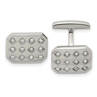 Diamond2deal Stainless Steel Polished Cubic Zirconia Cufflinks