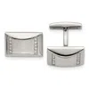 Diamond2deal Stainless Steel Polished Cubic Zirconia Rectangle Cufflinks