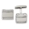 Diamond2deal Stainless Steel Polished Cubic Zirconia Rounded Square Cufflinks