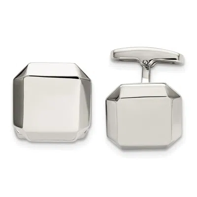 Diamond2deal Stainless Steel Polished Cuff Links In White